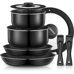 KOBALT - Set de ollas con 8 piezas y asas desmontables