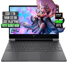 HP - VICTUS AMD RYZEN 7-8845HS RTX 4060 8GB SSD 1TB RAM 32GB LED 15,6" FHD 144Hz