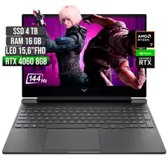 HP - Portátil Gamer Victus AMD Ryzen 7 RTX 4060 4TB SSD 16GB RAM 15.6" FHD 144Hz