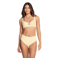 LEONISA - Bikini en textura acanalada panty tiro alto y top con arcos