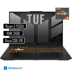 ASUS - PORTATIL TUF GAMING AMD RYZEN 5 7535HS 24GBDDR5 1TB SSD PANT 15,6" FHD RTX 2050 4GB