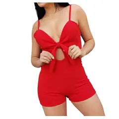 VIA7 - Enterizo corto pegado de tiras y escote busto mujer