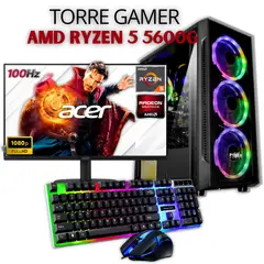AMD - TORRE GAMER RYZEN 5 5600G / 32GB RAM/ 512GB SSD /BOARD A520M/ MONITOR 22"FHD