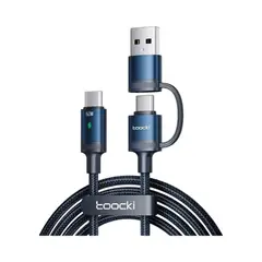 GENERICO - Cable De Carga Rapida Toocki Usb 2 En 1 Pd 60w Tipoc A Tipoc