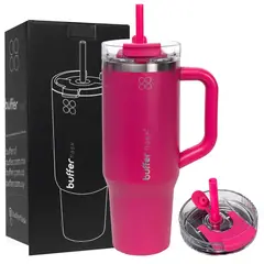BUFFER FLASK - Termo Vaso Termico 1.2 lt Buffer Acero Inox + Pitillo - Rosa claro