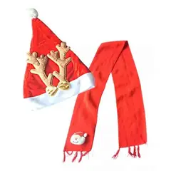 GENERICO - Set X2 Bufanda + Gorro Navidad Santa Papa Noel Reno Suave