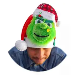 GENERICO - Gorros De Navidad Peluche Grinch Con Luces Fiestas