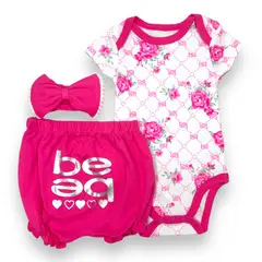 AMERICAN GENERICS - Conjunto 3 Pcs Ropa Para Bebe Niña 100% Algodon Bebe