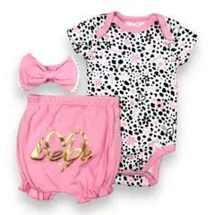 AMERICAN GENERICS - Conjunto 3 Pcs Ropa Para Bebe Niña 100% Algodon Bebe