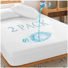 ONE PIXEL - Protector De Colchon X 2 Impermeable Antifluidos Cama Doble 1.40 x 2