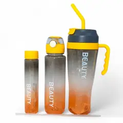 YOYOSO - SET DE 3 TERMOS DEGRADADO PLASTICO NEGRO
