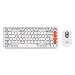 LOGITECH - Combo Teclado y Mouse Pop Icon Blanco y naranja