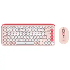 LOGITECH - Combo Teclado y Mouse Pop Icon Rosado y Blanco