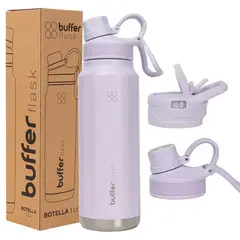BUFFER FLASK - Termo Botella Termica Agua Acero Inox Buffer 1L + tapas - Lavanda
