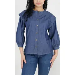 L Y H - Blusa Para Mujer Manga 34 Azul Marca L&H