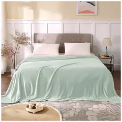 HAPPY BEAR - Cobija Para Cama Sencilla Piel Conejo Poliester Verde Menta