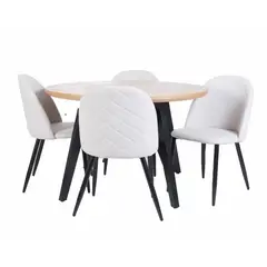 MUEBLES FIOTTI - Juego de comedor 4 Puestos Redondo Beige Fiotti Akiva