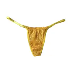 GENERICO - Tanga hilo en encaje femenina panty amarilla suerte