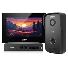 DAHUA - KIT DE VIDEO PORTERO IP FRENTE DE CALLE 2MP Y MONITOR IP POE