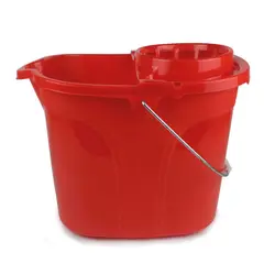 TRIPLE CLEAN - Balde escurridor 12 Lts con ruedas rojo