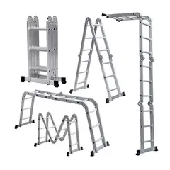 GENERICO - Escalera plegable multipropósito con plataforma extensible 6 en 1