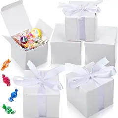 GENERICO - Cajas de regalo mini x 50 con cinta 5x5x5cm bodas fiestas