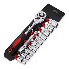 GENERICO - Juego Rache 3/8 Con Copa 12 Piezas Multiusos Auto Moto