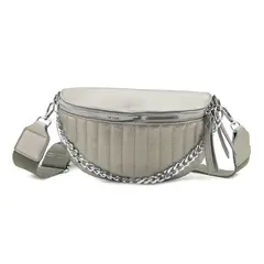 FACE2FACE - Bandolera y Canguro Efecto Acolchado con Cadena Decorativa Frontal_.