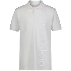 CALVIN KLEIN - Polo blanco con logotipo en vertical para niño