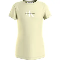 CALVIN KLEIN - Camiseta verde slim con monograma para niña