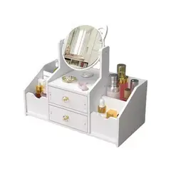 GENERICO - Organizador De Maquillaje Tocador Con Espejo REDONDO Joyero Armable