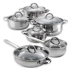GENERICO - Batería de ollas en acero quirúrgico para cocina 12 piezas