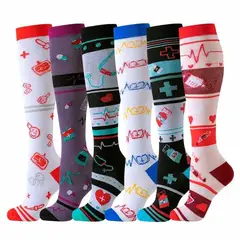 GENERICO - 2 PARES de medias de compresión deportiva hasta la rodilla transpirables y cómodos para mujeres embarazadas,hombres atletas,senderismo,ciclismo, venas varicosas, enfermeras