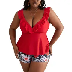 YURELKSHOP - TRAJE DE BAÑO TANKINI 2 PIEZAS VESTIDO ESTAMPADO