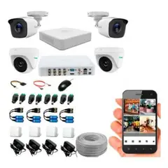 HIKVISION - Kit de Seguridad Hilook Dvr 4ch incluye 4Camaras 1080P+Cable