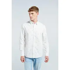 KOAJ - Camisa unicolor con diseños en mini print y manga larga HOMBRE