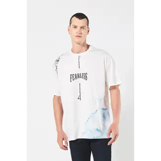 KOAJ - Camiseta crema clara oversize estampada con manga corta HOMBRE