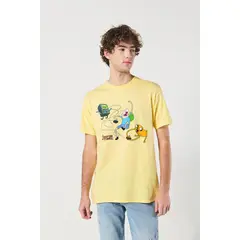 KOAJ - Camiseta amarilla de Hora de Aventura con manga corta Hombre