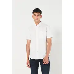 KOAJ - Camisa manga corta unicolor cuello button down con bols Hombre