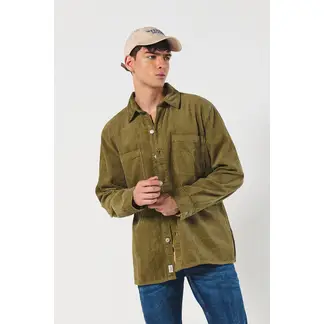 KOAJ - Sobrecamisa en pana unicolor con bolsillos en frente Hombre