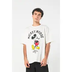 KOAJ - Camiseta crema oversize de Mickey con cuello redondo Hombre