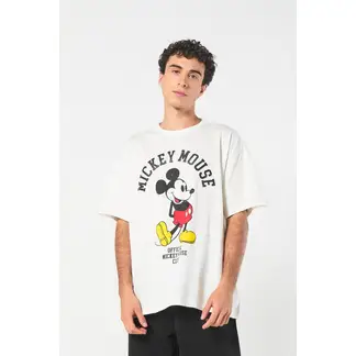 KOAJ - Camiseta crema oversize de Mickey con cuello redondo Hombre