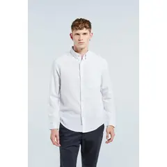 KOAJ - Camisa unicolor en Oxford con bolsillo y cuello button do HOMBRE