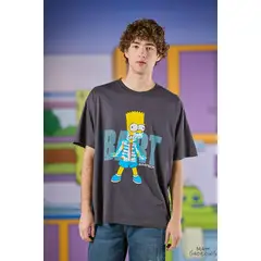 KOAJ - Camiseta oversize gris manga corta con diseño de Los Simp HOMBRE