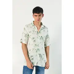 KOAJ - Camisa blanca estampada con botones y manga corta HOMBRE