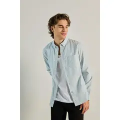 KOAJ - Camisa unicolor con cuello button down y manga larga HOMBRE