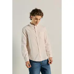 KOAJ - Camisa unicolor con cuello button down y manga larga Hombre