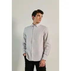 KOAJ - Camisa unicolor con cuello button down y manga larga HOMBRE