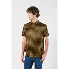 KOAJ - Camisa a cuadros unicolor manga corta en algodón Hombre