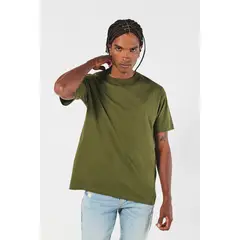 KOAJ - Camiseta verde oscura con manga corta y hombro rodado Hombre